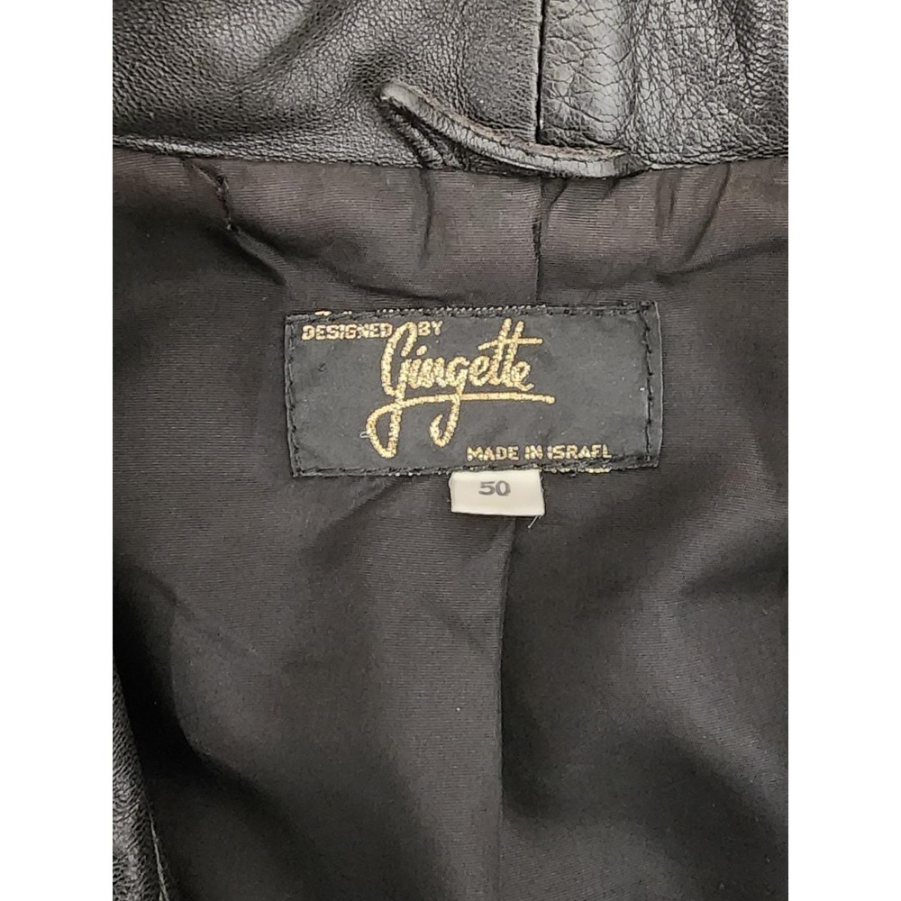 Vintage Gingette Black Soft Leather Jacket Size 50 Made In Israel - Picture 2 of 13